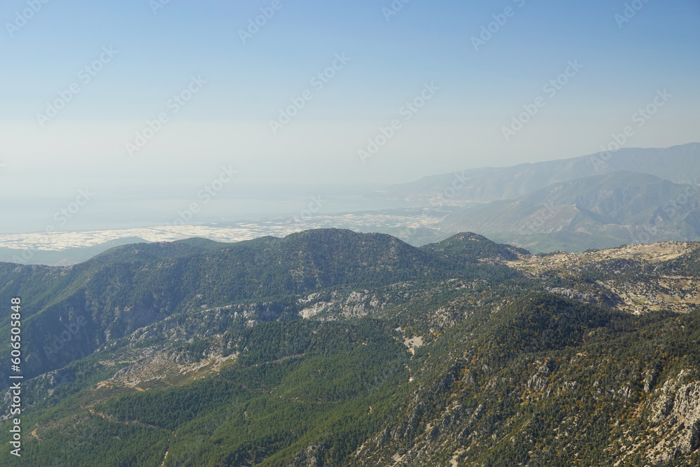 	
The panorama from Tahtali mountain, Antalya provence, Turkey