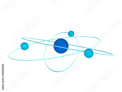 原子と電子の構成図の3Dイラストレーション