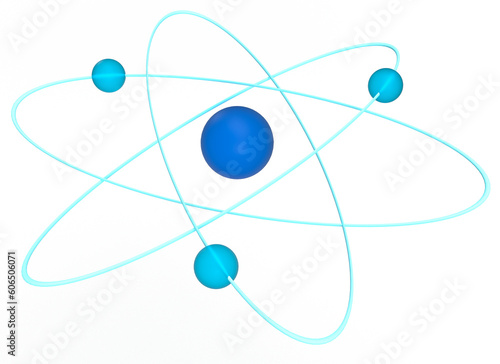 原子と電子の構成図の3Dイラストレーション