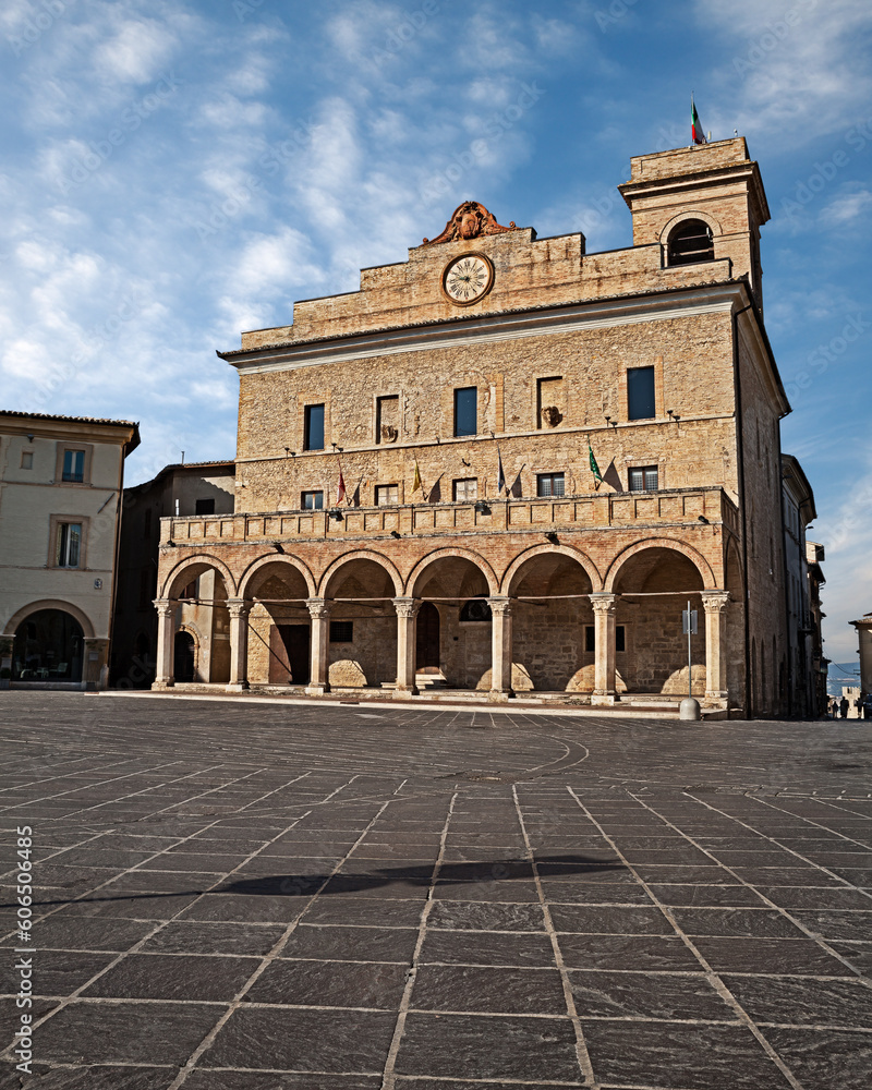 Montefalco, Perugia, Umbria, Italy: the medieval town hall in the main square of the ancient Italian hill town