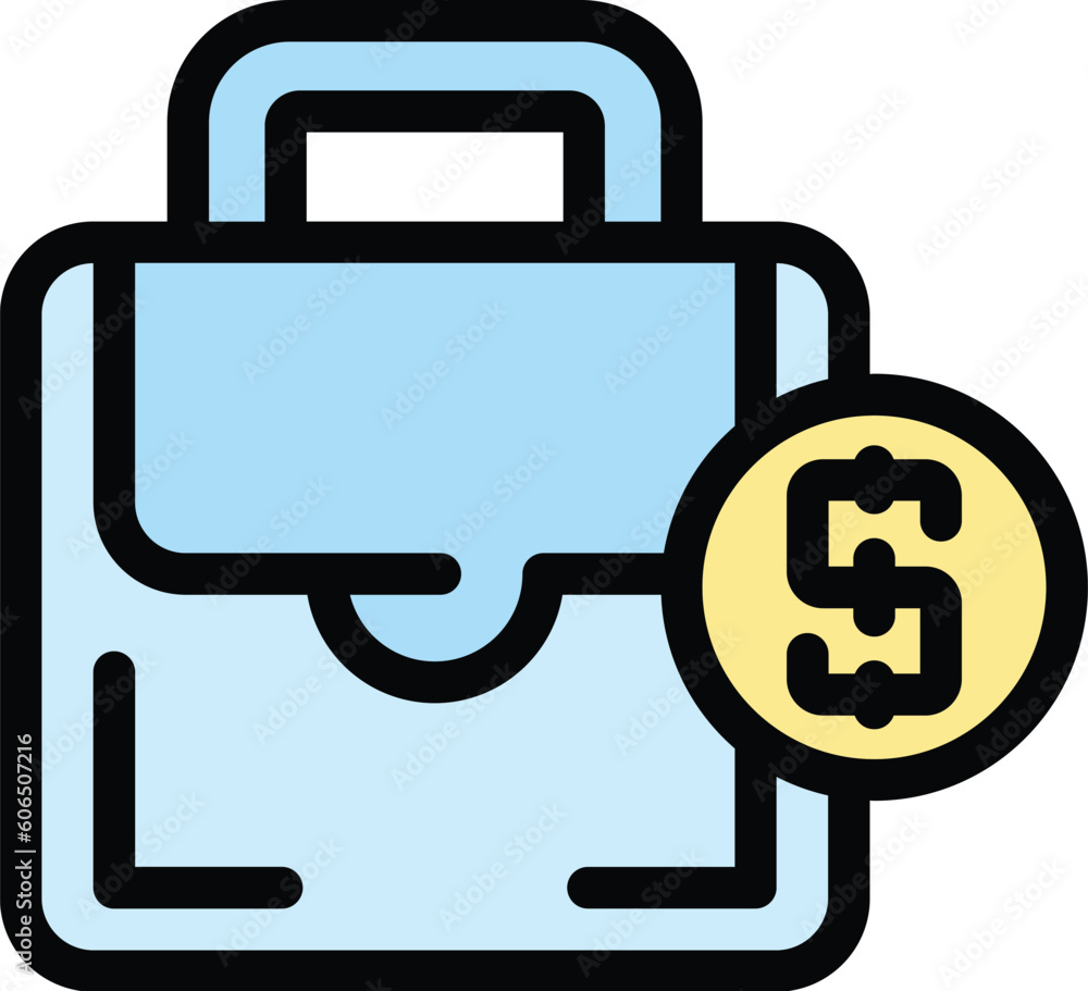Suitcase money icon. Outline Suitcase money vector icon for web design isolated on white background color flat Suitcase money icon. Outline Suitcase money vector icon for web design isolated on white background color flat