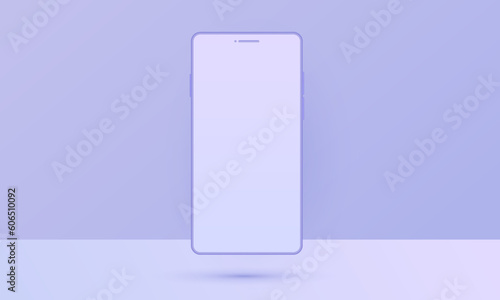 Realistic phone mockup, clay mobile set concept with shadow isolated. White smartphone view with blank screen, 3d vector illustration mocku up for app design presentation. 