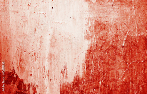 Splatters of red paint resemble fresh blood, their jagged edges contributing to a sense of unease. The stains, reminiscent of Halloween horrors