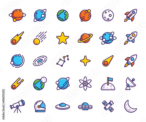 Set of space icon vector logo illustration
