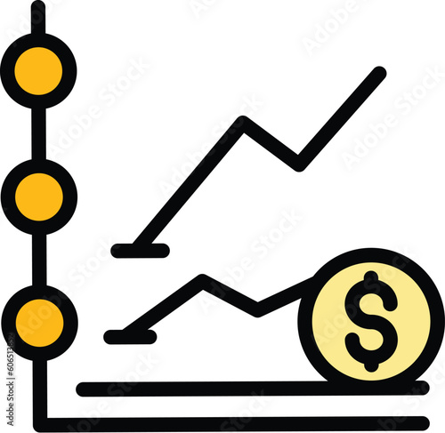 Financial planning money icon. Outline Financial planning money vector icon for web design isolated on white background color flat