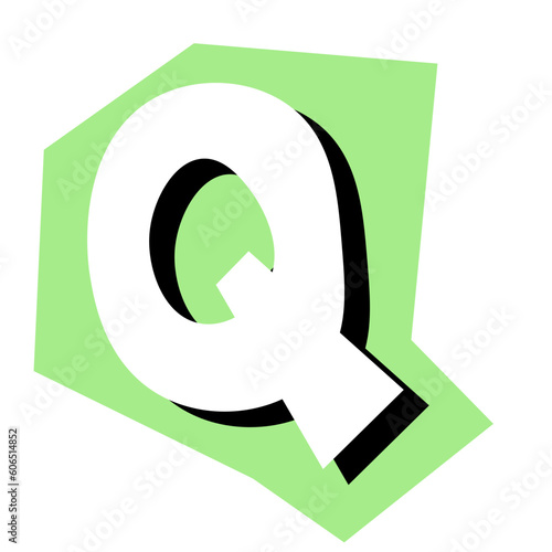 Magazine Alphabet Letter Q , Ransom Note Cutout Capital Q