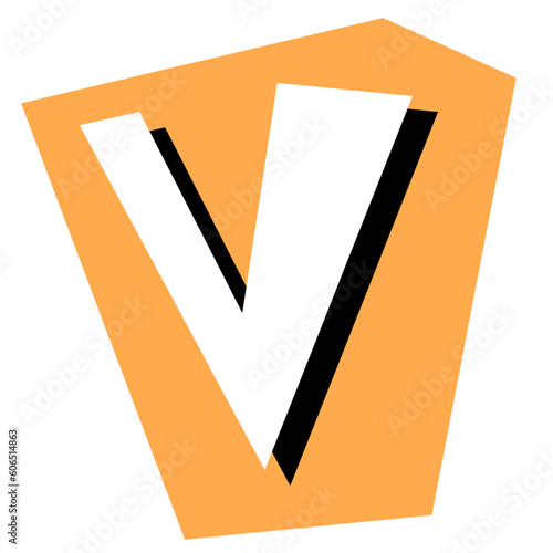 Magazine Alphabet Letter V , Ransom Note Cutout Capital V