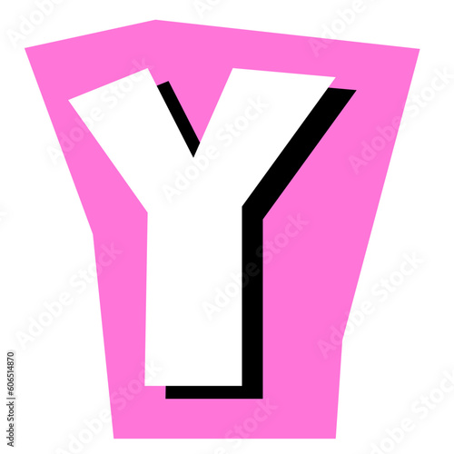 Magazine Alphabet Letter Y , Ransom Note Cutout Capital Y