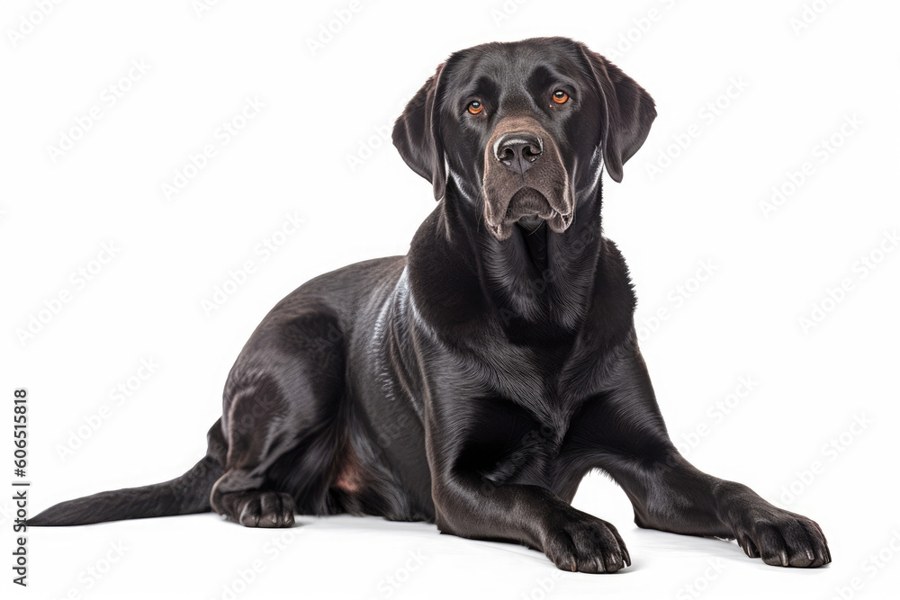 Black Labrador Retriever isolated on white background