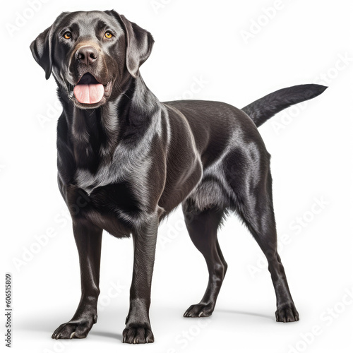 Black Labrador Retriever isolated on white background