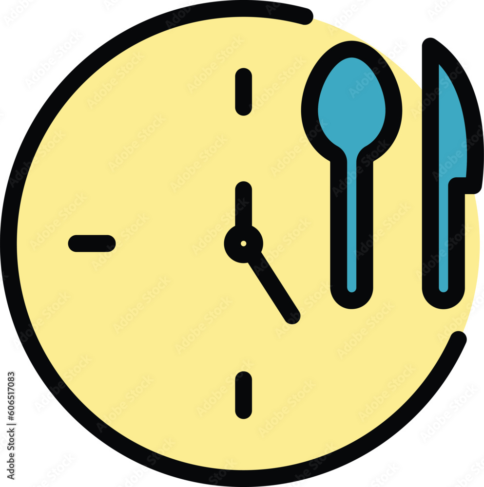 Lunch time icon. Outline Lunch time vector icon for web design isolated on white background color flat Lunch time icon. Outline Lunch time vector icon for web design isolated on white background color flat