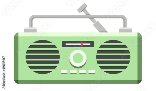 Retro radio icon. Cartoon cute radio.  Clipart isolated on white background.