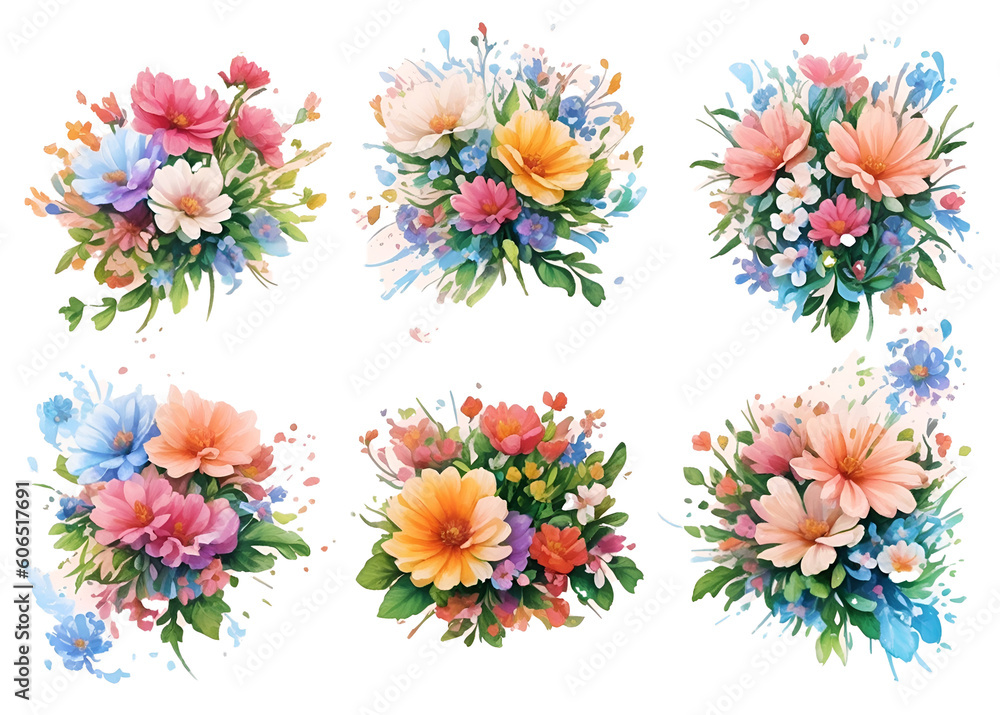 Floral clip art, no background, vector 