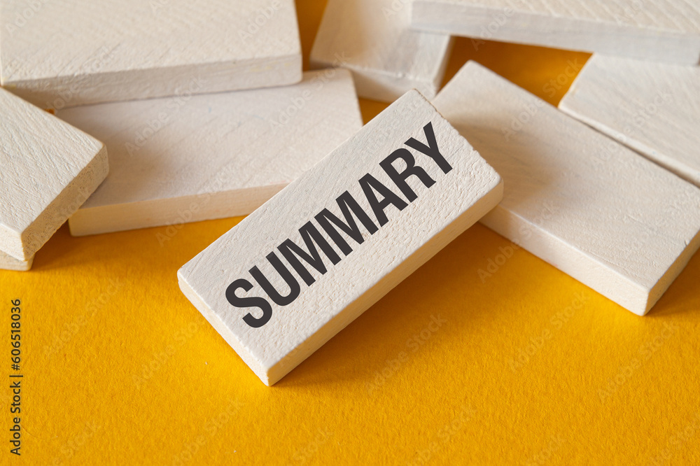 Foto Summary - word concept on building blocks, text