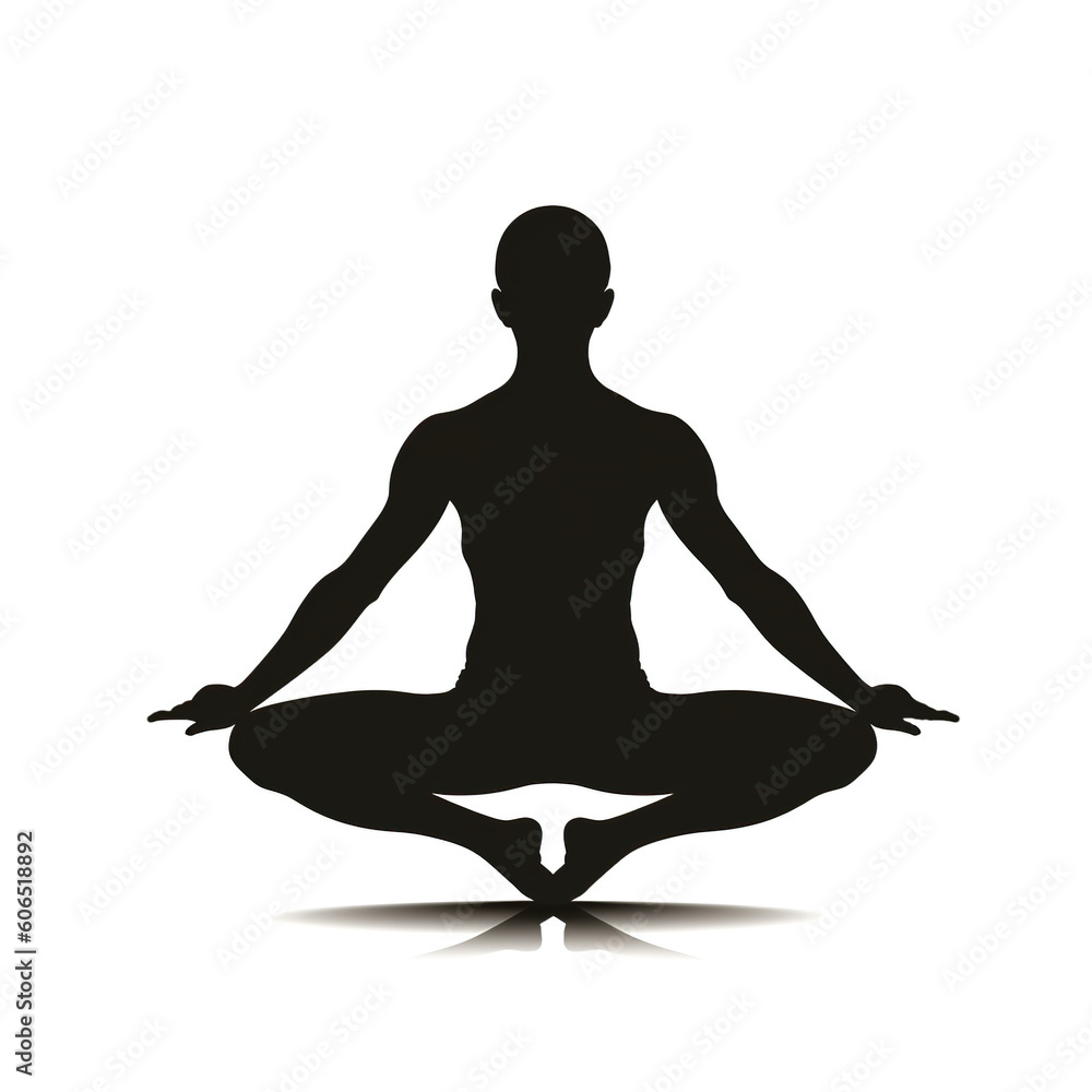 A silhouette of a person sitting in a yoga pose. Generative AI. A silhouette of a person sitting in a yoga pose. Generative AI.