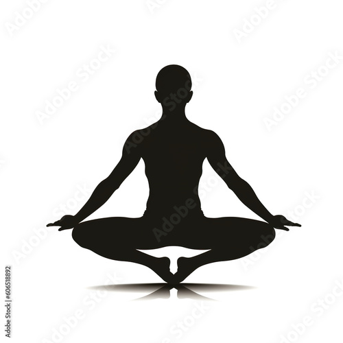 A silhouette of a person sitting in a yoga pose. Generative AI.