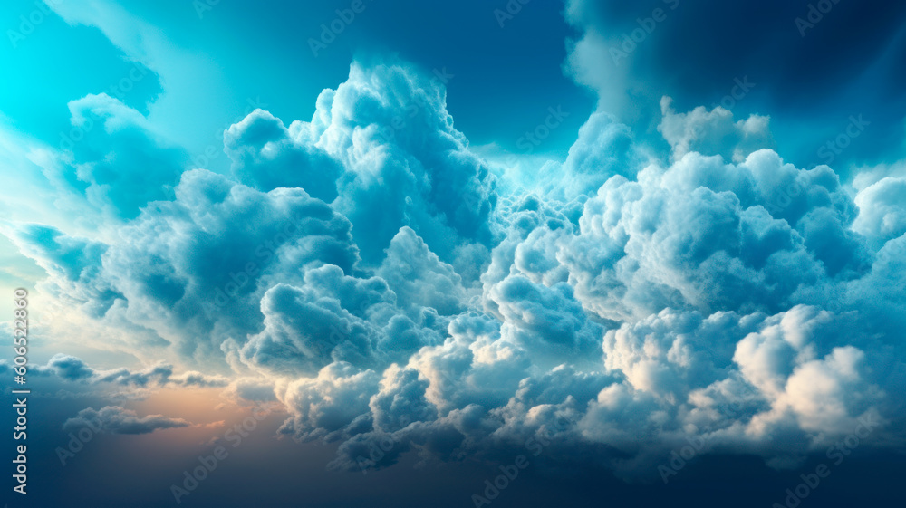 Blue Sky with Clouds. Cloudy Sky. Beautiful Air. Generative AI. Blue Sky with Clouds. Cloudy Sky. Beautiful Air. Generative AI.