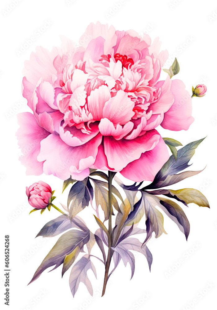 watercolor peony, bouquet, ai generated