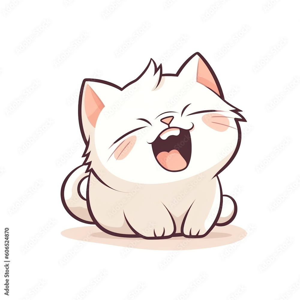 Cute cat smiling cartoon vector illustration, Generative Ai Cute cat smiling cartoon vector illustration, Generative Ai