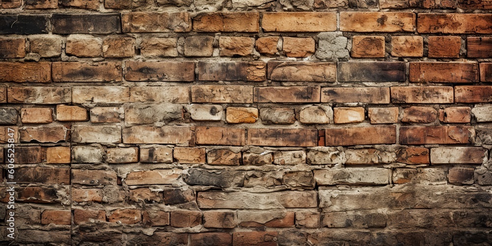 Fototapeta premium AI Generated. AI Generative. Vintage old brick wall texture. Graphic Art