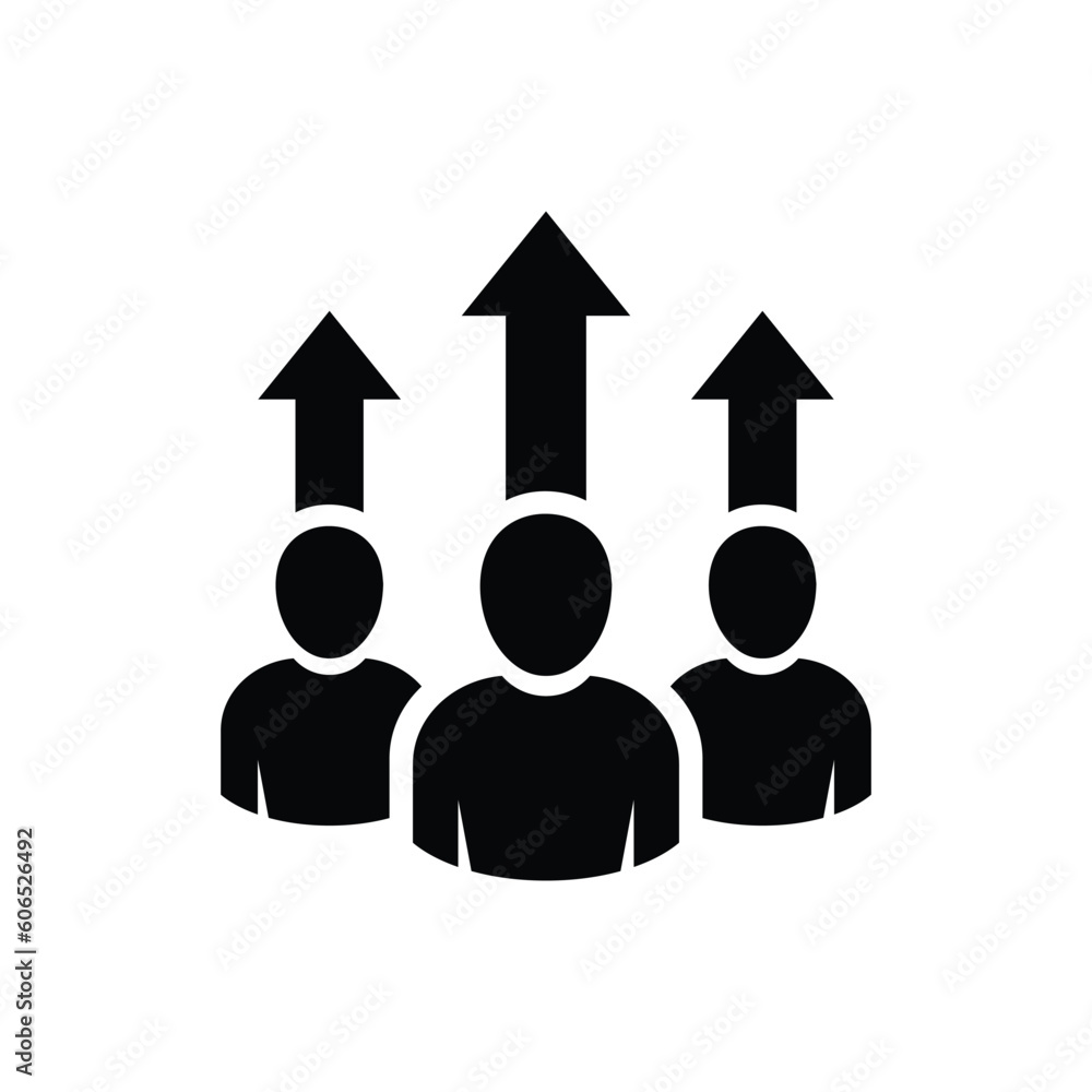 Team growth icon vector, development sign, popularity symbol. Career growth of the company icon. Career success, arrows up. Performance indicator, employee performance Team growth icon vector, development sign, popularity symbol. Career growth of the company icon. Career success, arrows up. Performance indicator, employee performance