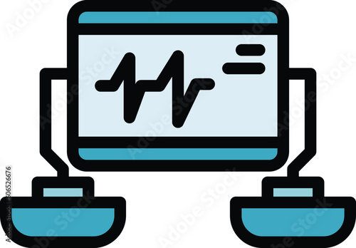 Cardiology defibrillator icon. Outline Cardiology defibrillator vector icon for web design isolated on white background color flat