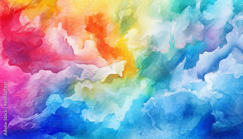 Rainbow Abstract Bright watercolor and gouache background in different hues, shades and textures. Hand-painted wet on wet technique artistic background.