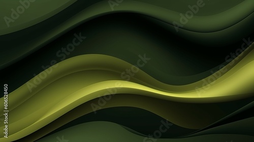 horizontal banner with waves. modern waves background illustration with dark green, olive drab and very dark green color, abstract green background, Generative AI