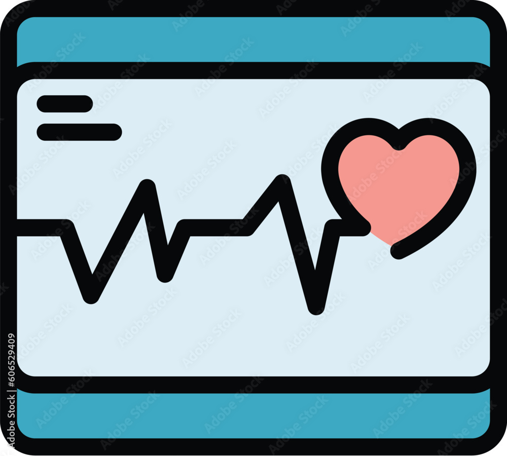 Screen defibrillator icon. Outline Screen defibrillator vector icon for web design isolated on white background color flat Screen defibrillator icon. Outline Screen defibrillator vector icon for web design isolated on white background color flat