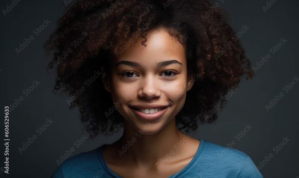 Happy young african american woman, generative AI Happy young african american woman, generative AI