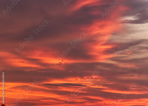  Sky on Twilight in the Evening with Orange Gold Sunset Cloud Nature Backgrounds © Nisit