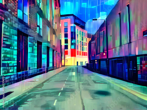 View looking along  Upper Millergate  in the post industrial city of  Bradford  Yorkshire       digital art