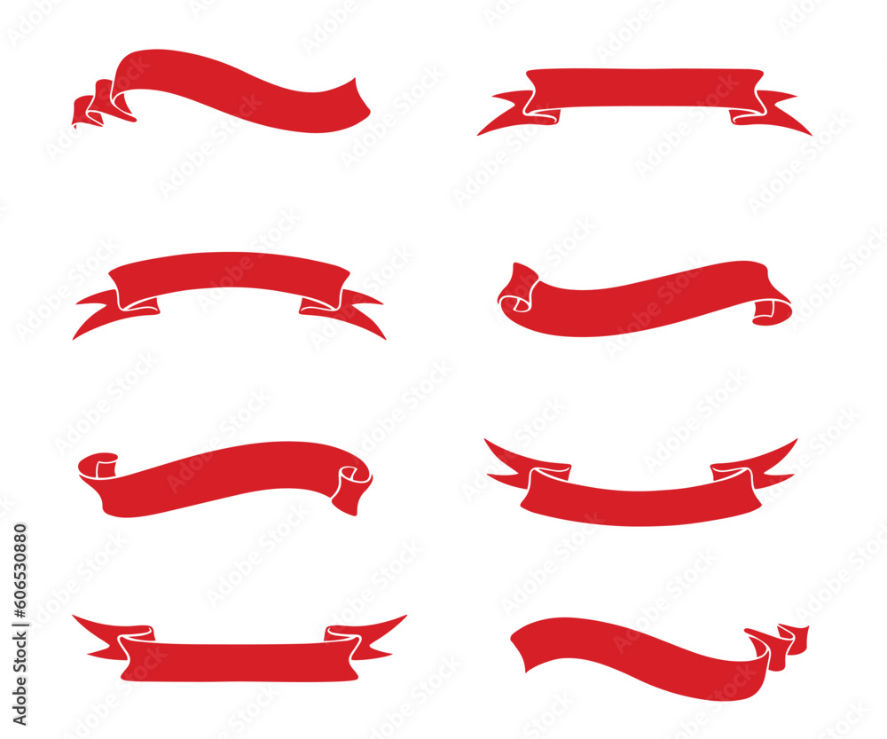Red Ribbon set vector eps 10 - obrazy, fototapety, plakaty 