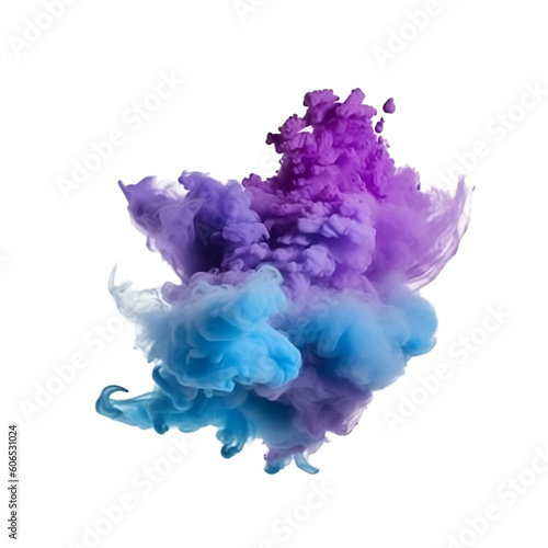Blue and purple smoke bombs, colorful, isolated, created with Generative AI technology.