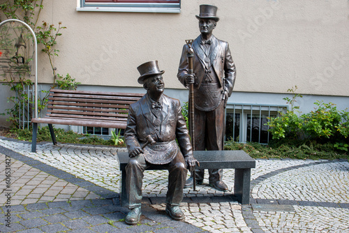 Worshipful Master and Master of Ceremonies statue Masonic Lodge of Quedlinburg (Freimaurer 'Meister vom Stuhl' und 'Zeremonienmeister') Quedlinburg Saxony-Anhalt Germany photo