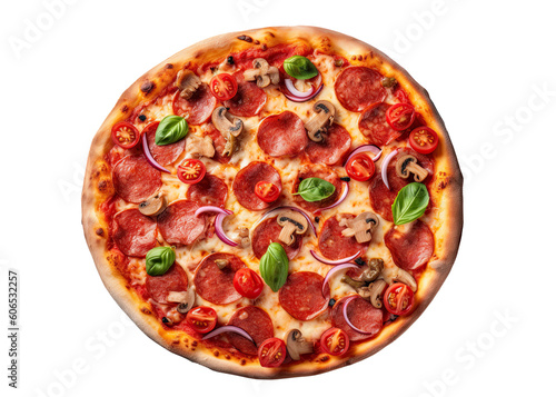 Italian pizza on a transparent background. Generative AI.