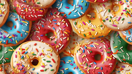 Colorful donuts with sprinkle, Ai generative