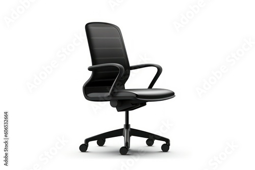 Ergonomic leather office desk chair with adjustable settings for comfort and posture support, isolated on a white background, generative ai

 photo