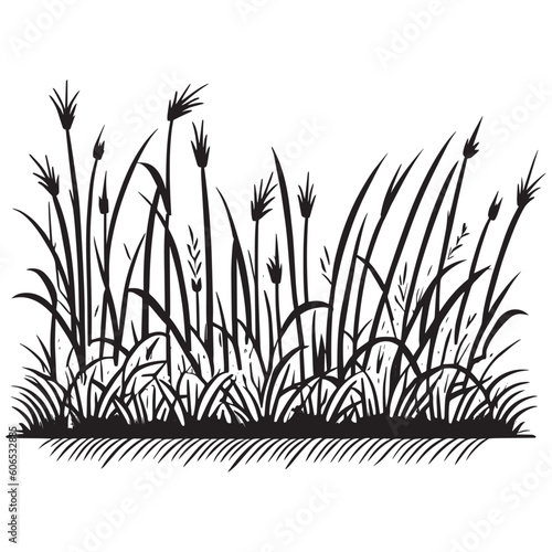 this is black and white grass vector silhouette.