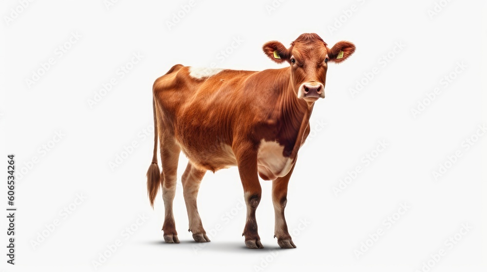 A transparent PNG of a white isolated cow. (Generative AI)