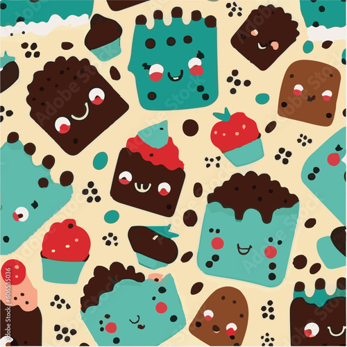 cute simple wacky cake pattern, cartoon, minimal, decorate blankets, carpets, for kids, theme print design 