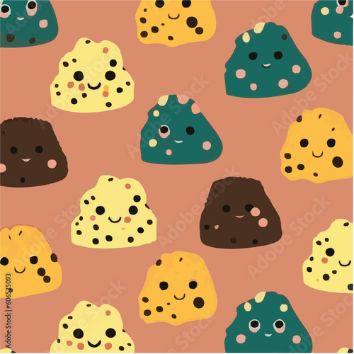 cute simple rock cake pattern, cartoon, minimal, decorate blankets, carpets, for kids, theme print design 