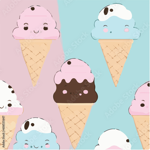 cute simple neapolitan ice cream pattern, cartoon, minimal, decorate blankets, carpets, for kids, theme print design
