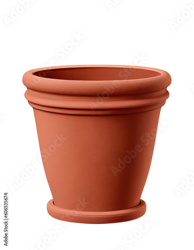 Decorative terracotta pot on transparent background, created with generative AI