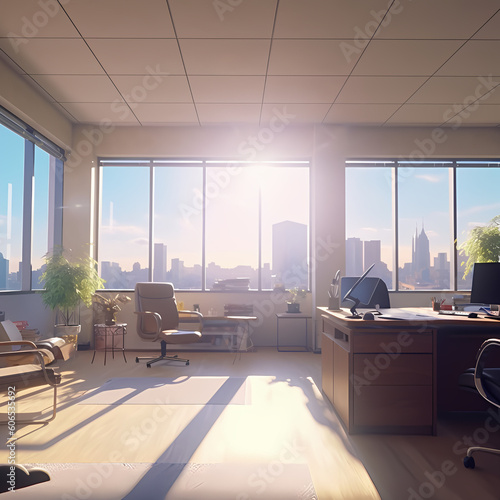 Elegant  clean office filled with sun