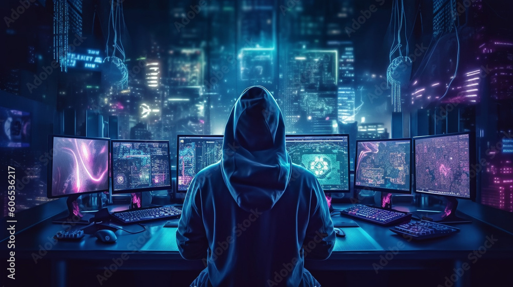 Dark Cyber Intrusion Hooded Hacker Breaches Government Servers, Unleashing Viral Chaos in Shadowy Hideout by ai Dark Cyber Intrusion Hooded Hacker Breaches Government Servers, Unleashing Viral Chaos in Shadowy Hideout by ai