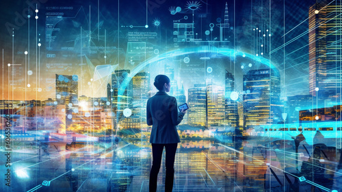 A young girl captivated by her thoughts, envisions a vibrant digital world, Unleashing the Power of Imagination. where her wildest dreams come to life, and imagination takes flight by ai