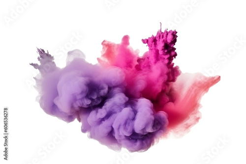 Pink and purple smoke bombs, colorful, isolated, created with Generative AI technology