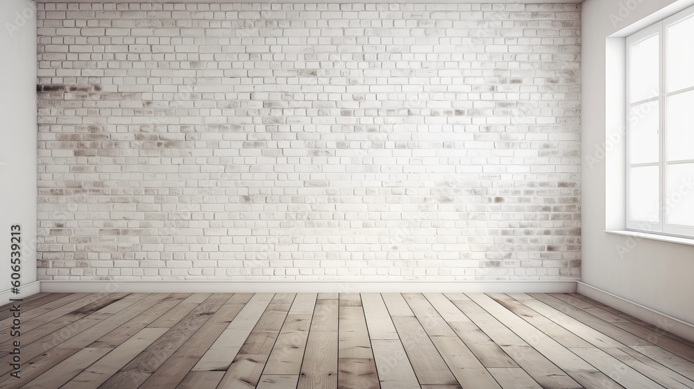 white bricks wall and wood floor - empty room with floor - empty room with wall and floor white bricks wall and wood floor - empty room with floor - empty room with wall and floor