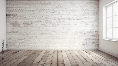 white bricks wall and wood floor - empty room with floor - empty room with wall and floor